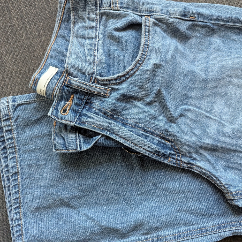 Oak + Fort Light Blue Wide Leg Jeans